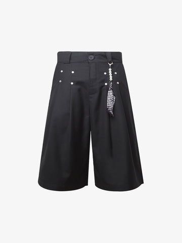 Pleated Design Pendant Decoration Baggy Shorts - 2482 