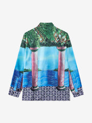 Vintage Roman Pillar Seascape Camp Collar Boxy Shirt 