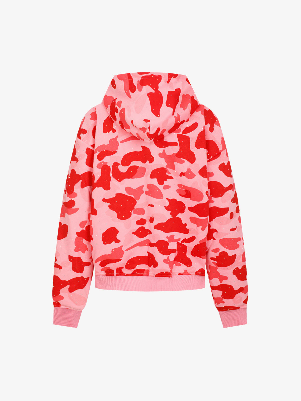 Rhinestone Camo Chunky Zip Boxy Fit Zip-Up Hoodie