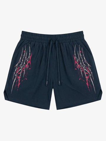 Pantalones cortos con cordón y estampado de espinas Y2K