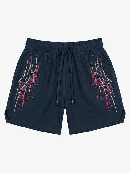 Pantalones cortos con cordón y estampado de espinas Y2K