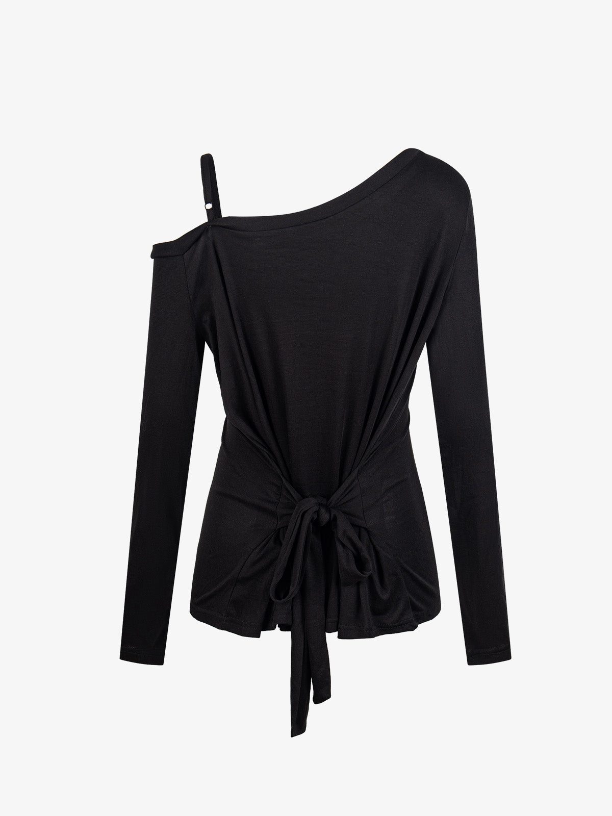 Off-Shoulder Cross Stud Long Slim Sleeve Tee
