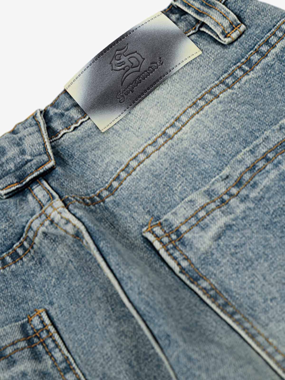 Wide-Leg High-Waisted Denim Pants with Asymmetric Wrap Design 