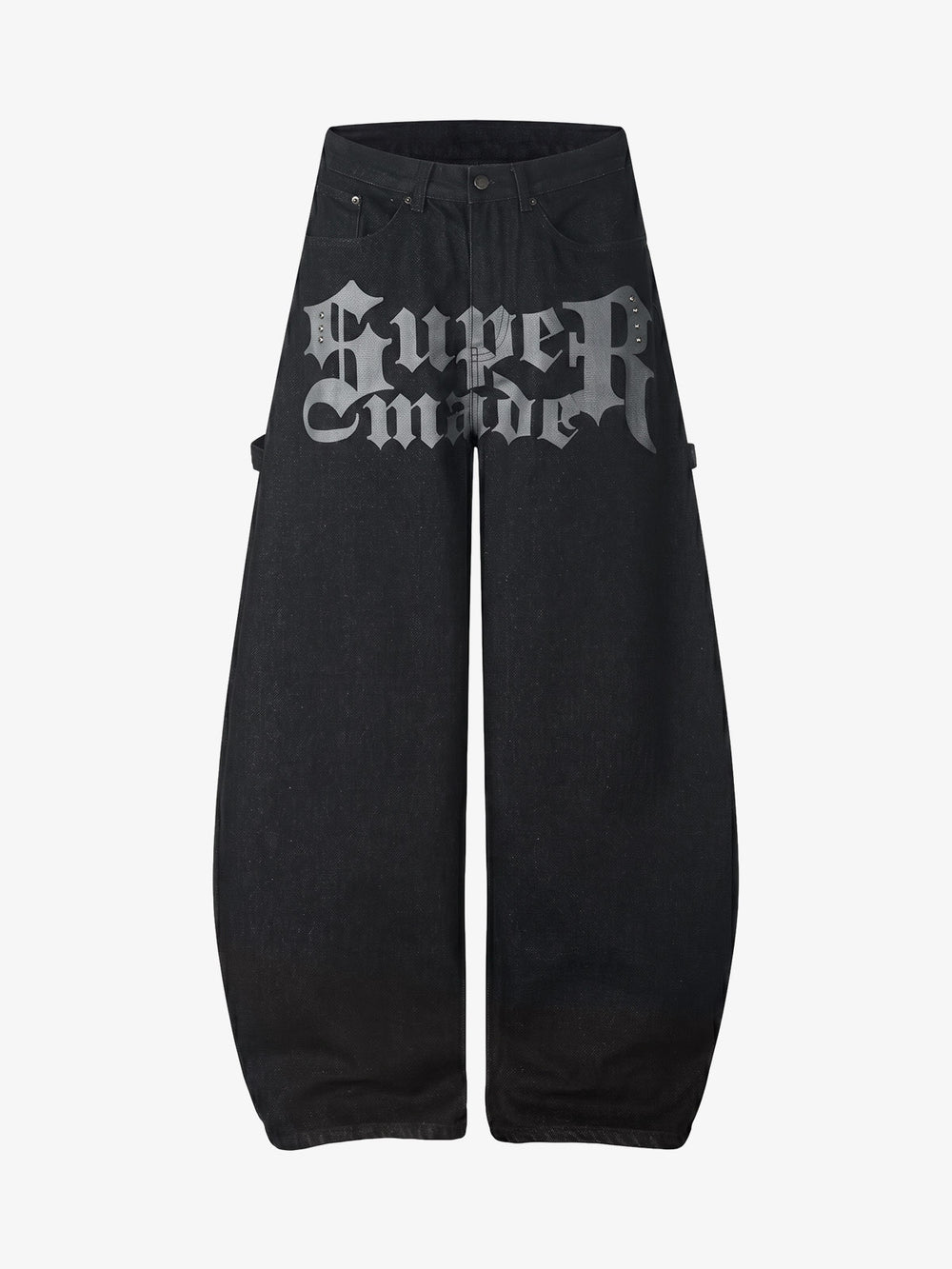 Gothic Graphic Raw Denim Baggy Barrel Jeans