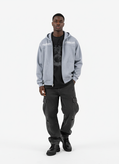 Vintage Suede Letter Embroidered Cropped Hooded Sweatshirt 