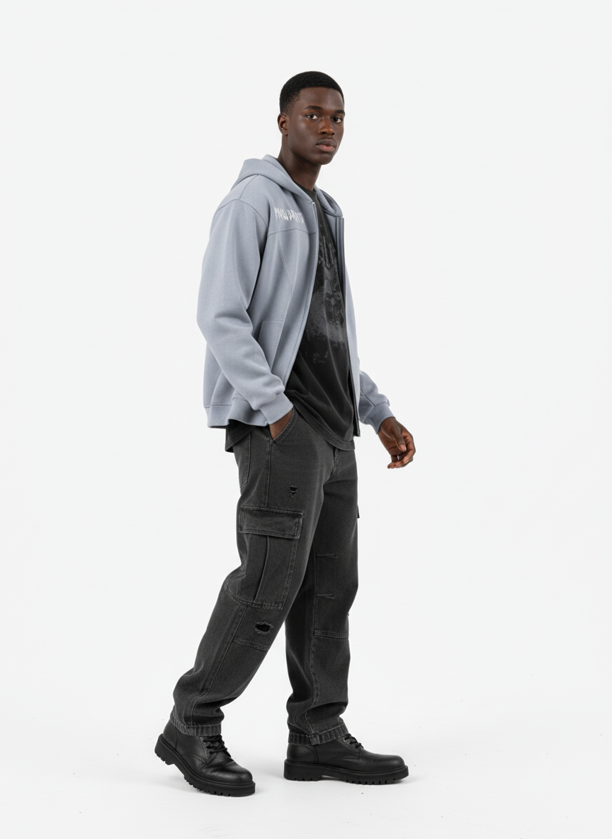 Vintage Suede Letter Embroidered Cropped Hooded Sweatshirt 