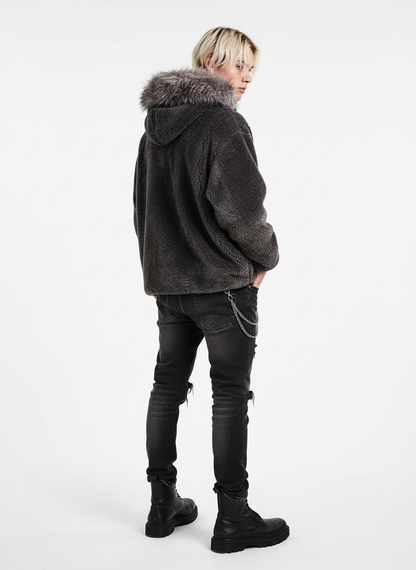 Thesupermade Fur Hooded Quilted Sherpa Jacket - 2304 