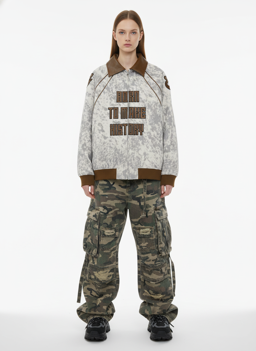 Retro Statement Snow Leopard Fleece Jacket 