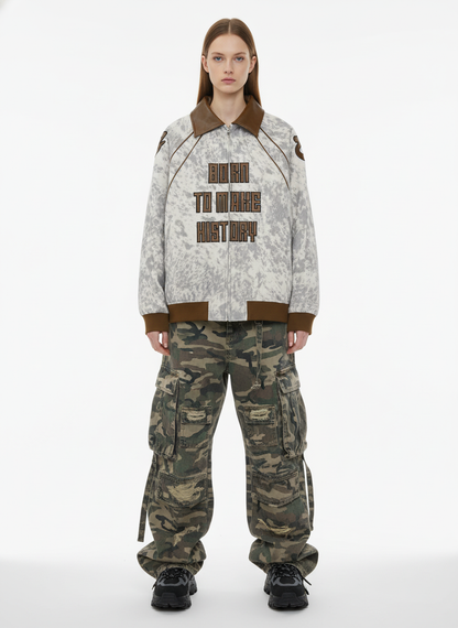 Retro Statement Snow Leopard Fleece Jacket 