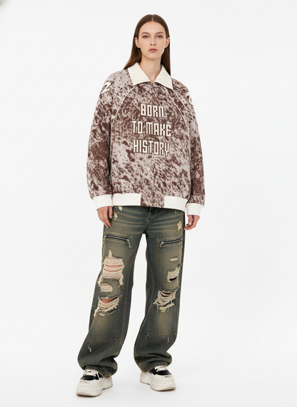Retro Statement Snow Leopard Fleece Jacket 