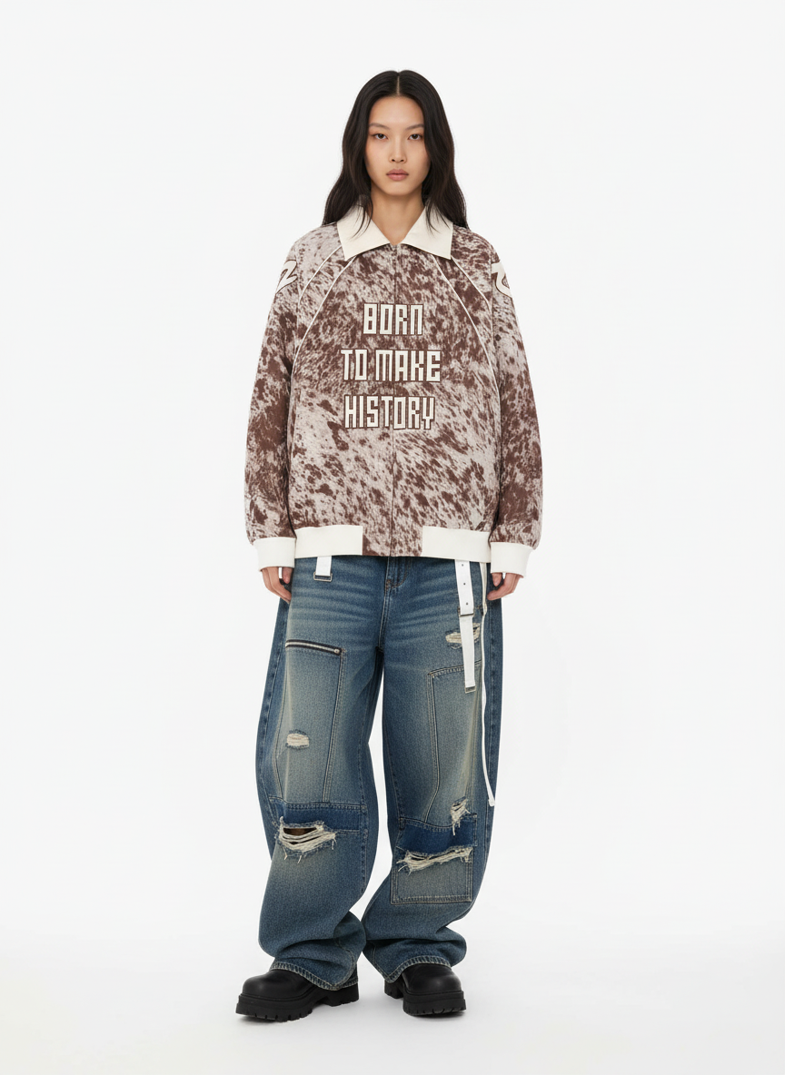 Retro Statement Snow Leopard Fleece Jacket 