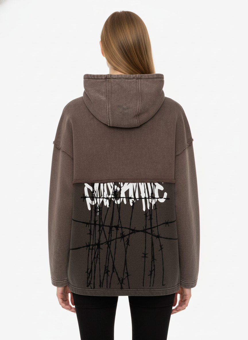 Distressed Thorn Destruction Painting Hooded Sweatshirt 