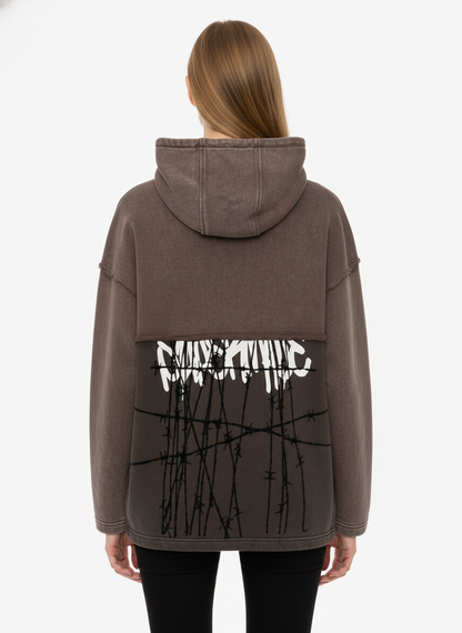 Distressed Thorn Destruction Painting Hooded Sweatshirt 