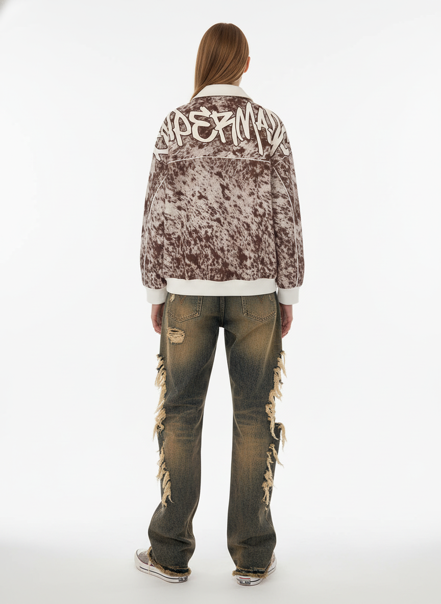 Retro Statement Snow Leopard Fleece Jacket 