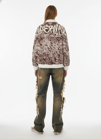 Retro Statement Snow Leopard Fleece Jacket 