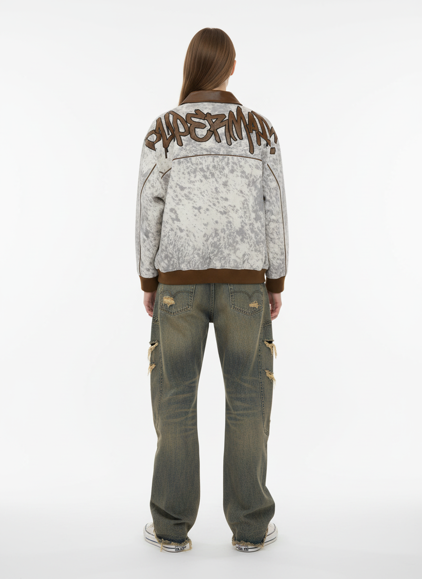 Retro Statement Snow Leopard Fleece Jacket 