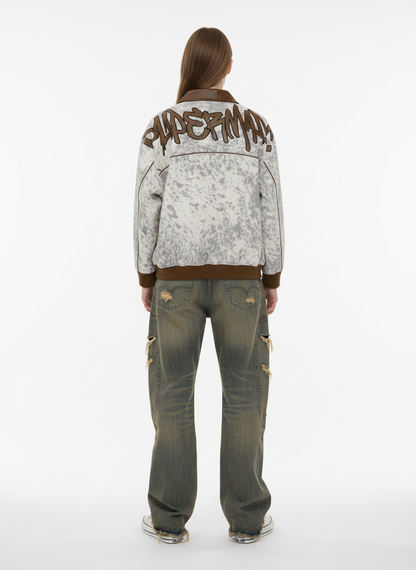 Retro Statement Snow Leopard Fleece Jacket 