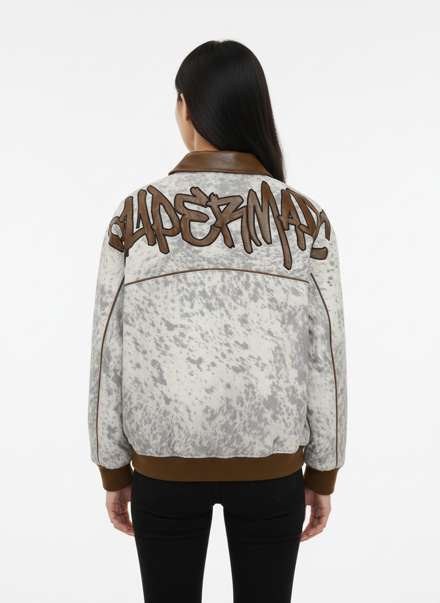 Retro Statement Snow Leopard Fleece Jacket 
