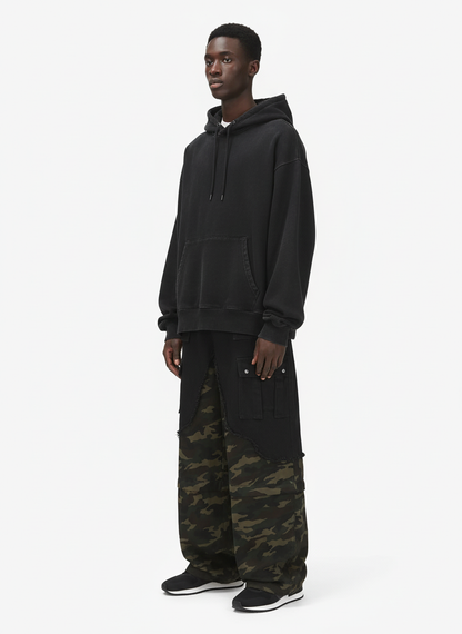 Retro Camouflage Faux Two-Piece Detachable Patchwork Pants 