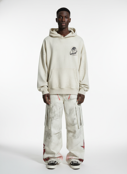 Vintage Dirty-Dyed Washed Wide-Leg Cargo Pants 