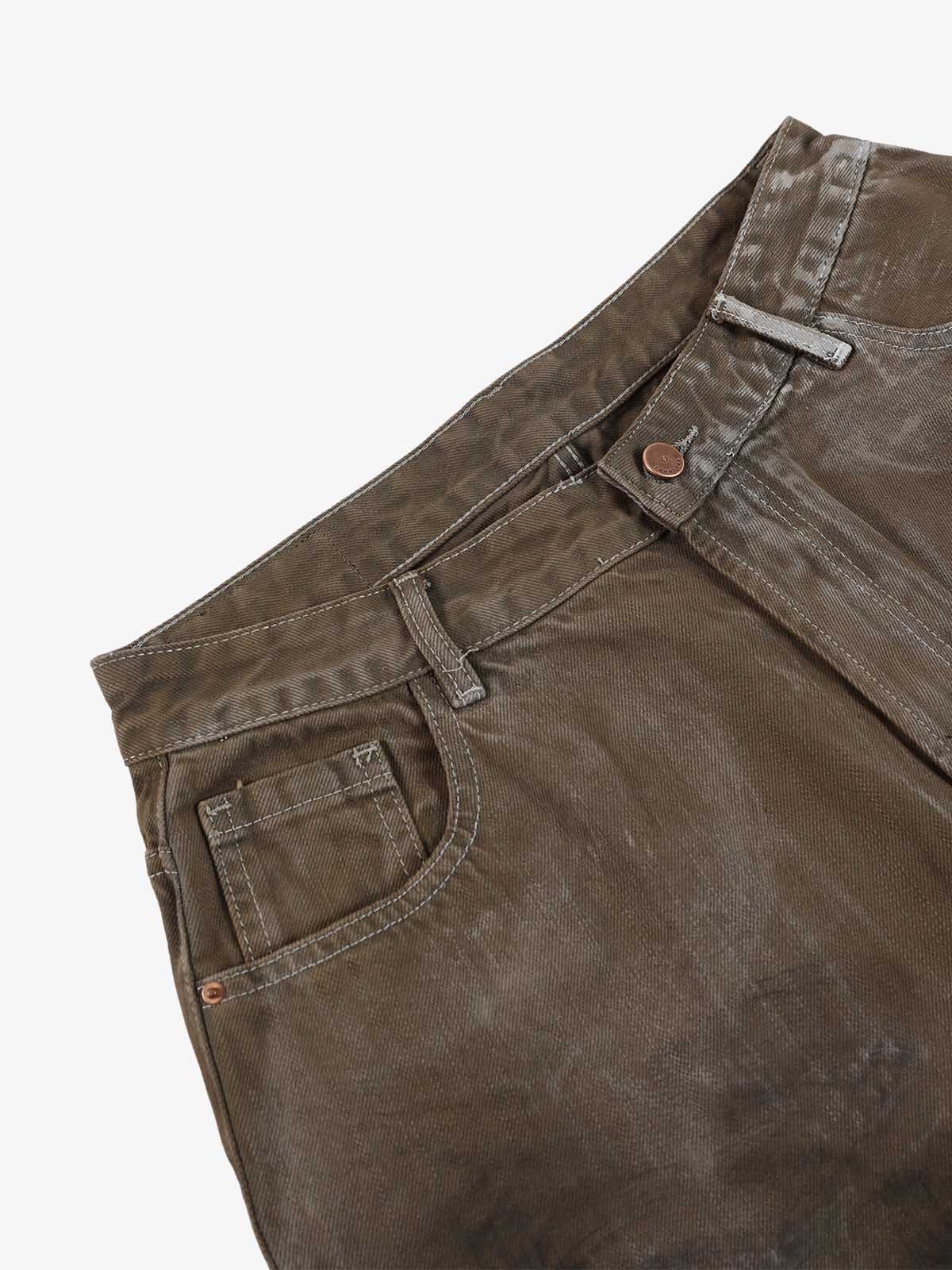 Retro Graffiti Painted Distressed Wide-Leg Jeans 