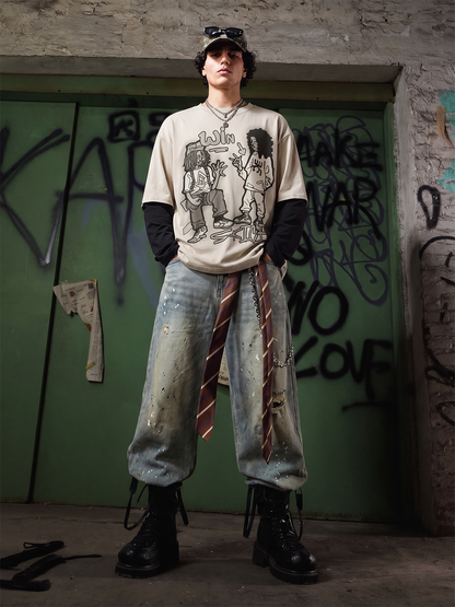 Graffiti Patchwork Long Sleeve Tee