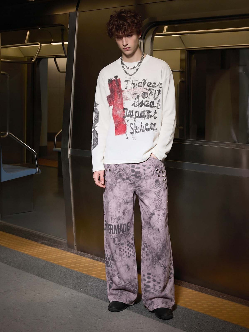 Streetwear Heavy-duty Leopard Print Patchwork Jeans