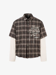 Cotton Street Distressed Plaid Faux Two-Piece Shirt 