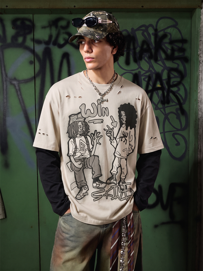 Graffiti Patchwork Long Sleeve Tee