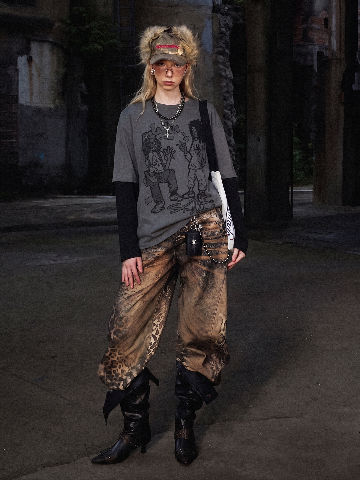 Graffiti Patchwork Long Sleeve Tee