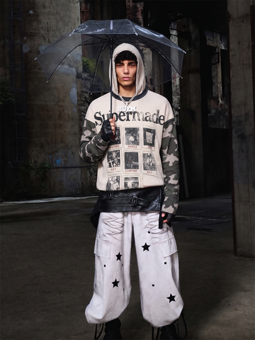 Camo Patchwork Waffle Long Sleeve Tee