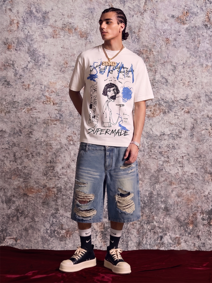 Abstraktes, handbemaltes Grafik-T-Shirt