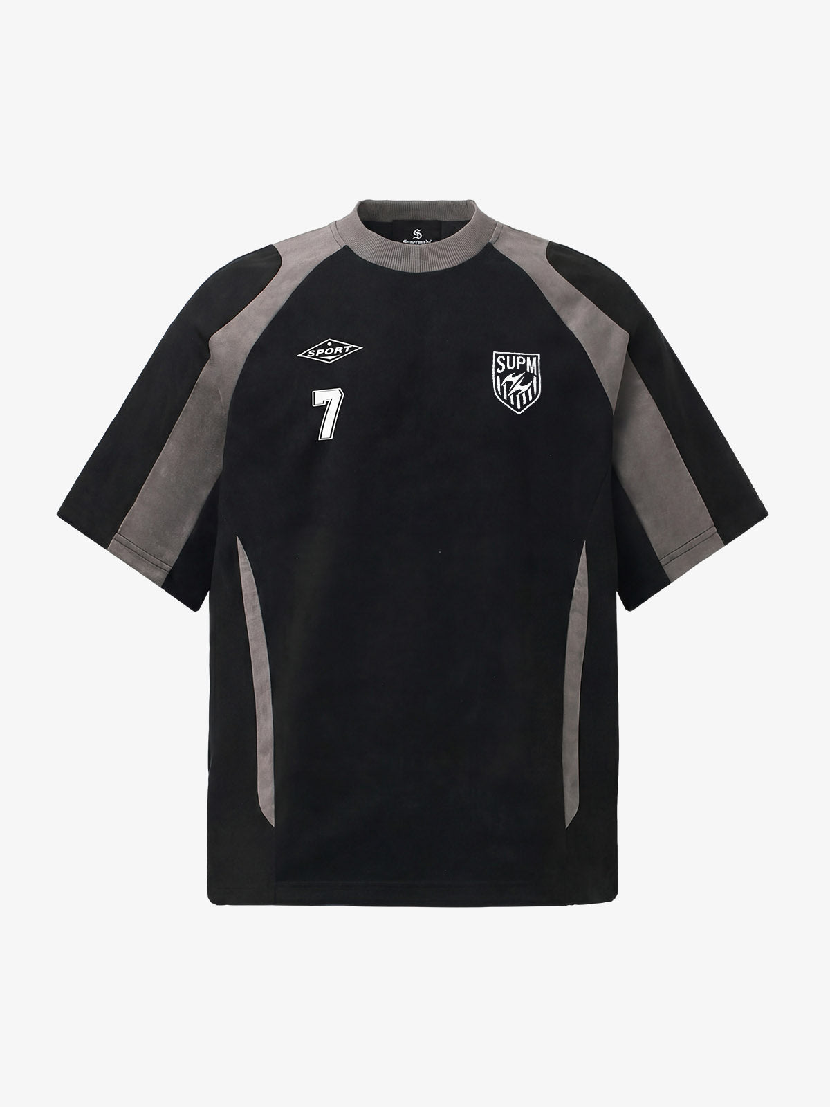 Suede-Touch Embroidered Sport Color-Block T-Shirt 