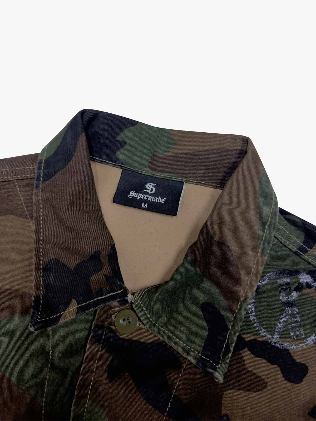 Anti-War Graphic Camo Jacket; Army Green Camouflage / S, Army Green Camouflage / M, Army Green Camouflage / L, Army Green Camouflage / XL, Army Green Camouflage / 2XL