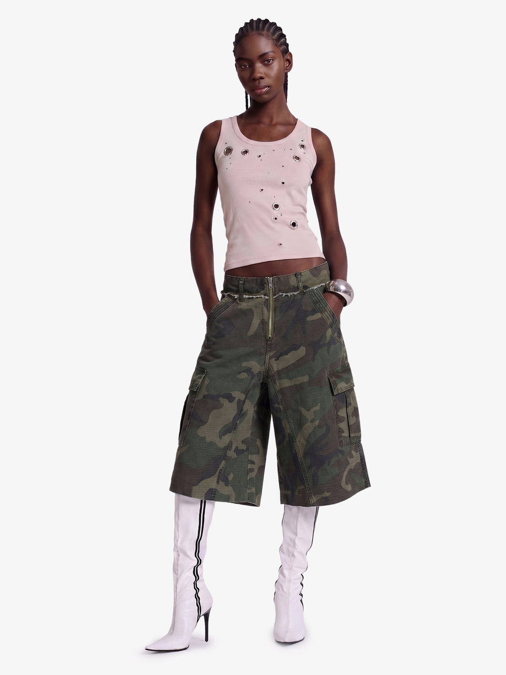 Camo 3/4 Length Cargo Pocket Shorts