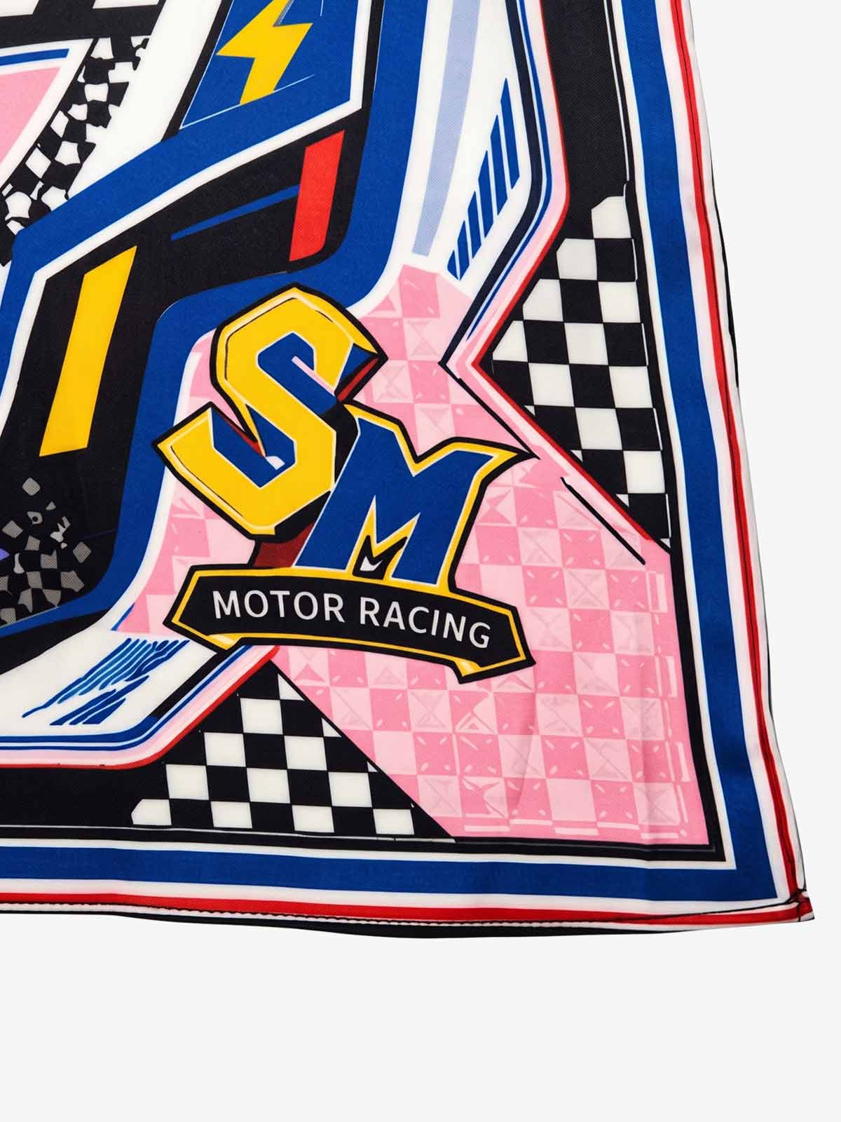 Checkerboard Racing Emblem Silk Scarf