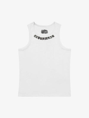 Gothic Lettering Embroidered Ribbed Vest 