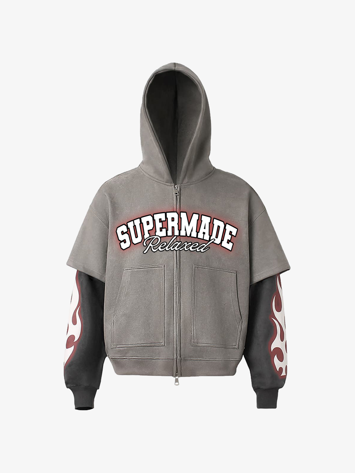 Suede Large Pocket Faux Two-Piece Zipper Short Jacket 