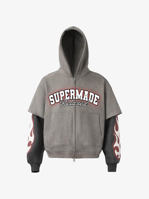 Suede Large Pocket Faux Two-Piece Zipper Short Jacket 