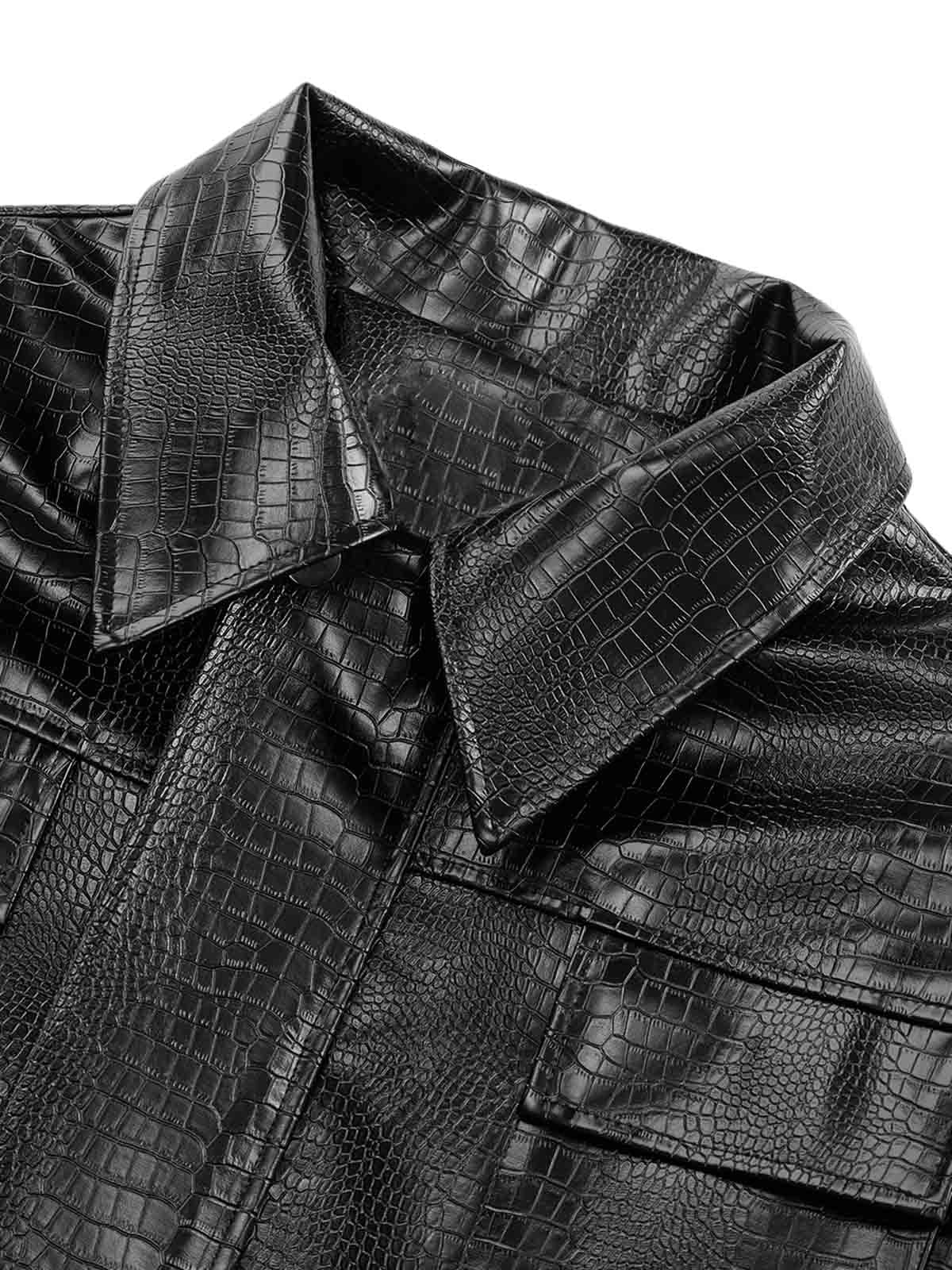 Thesupermade Shoulder Pad PU Leather Jacket - 2305