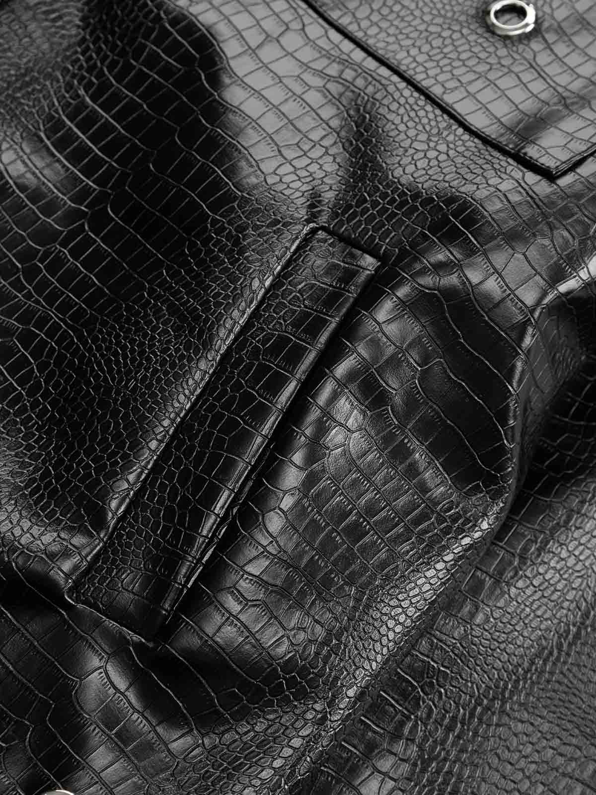 Thesupermade Shoulder Pad PU Leather Jacket - 2305