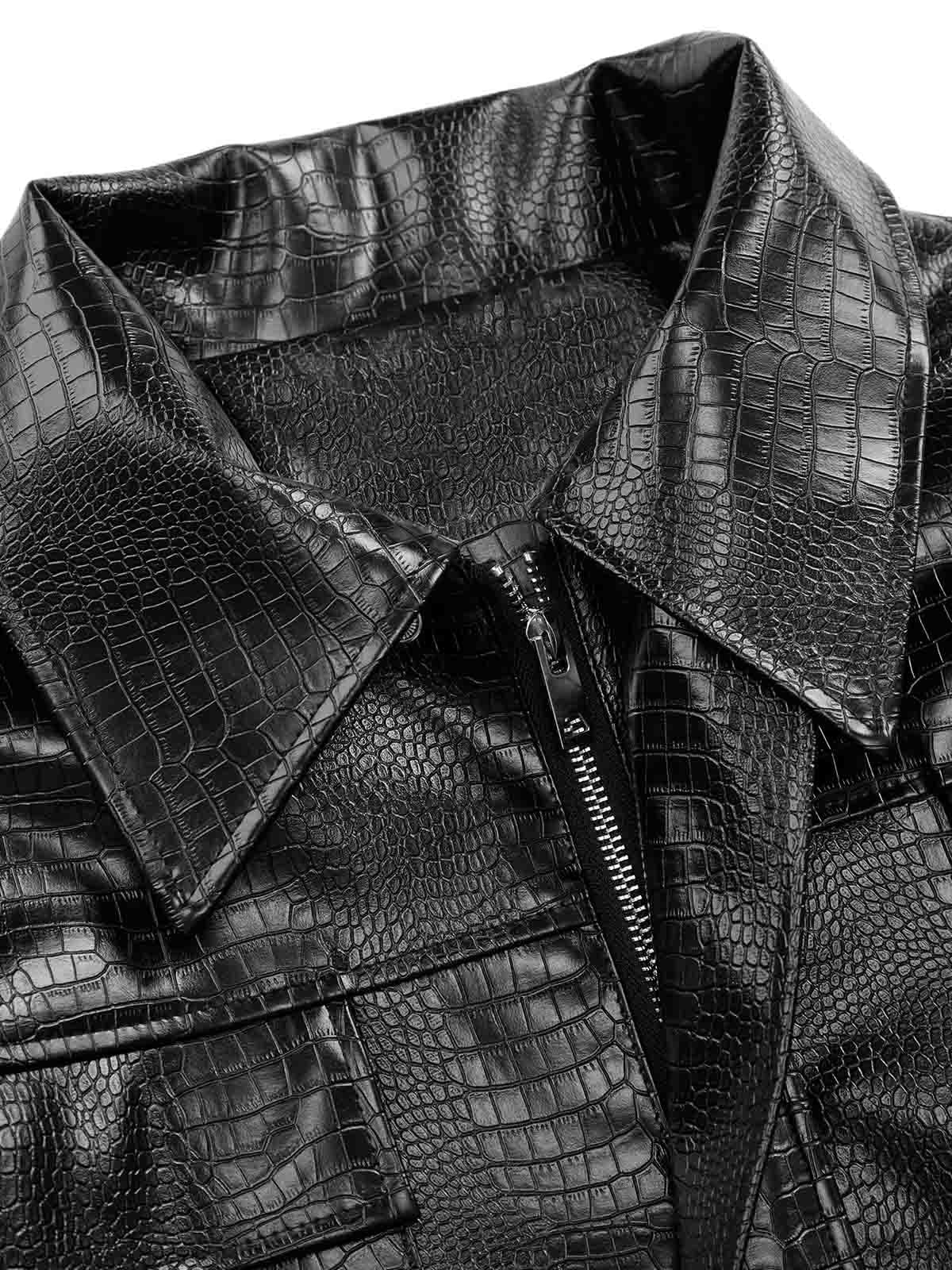 Thesupermade Shoulder Pad PU Leather Jacket - 2305