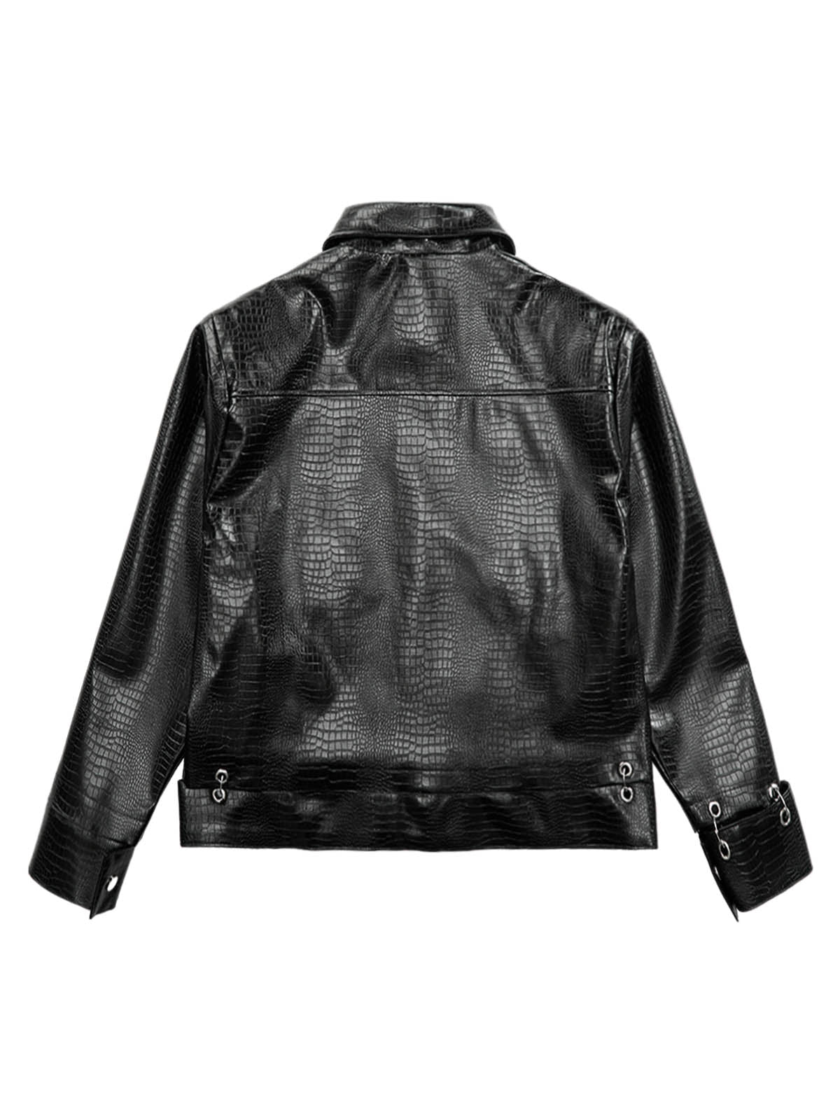 Thesupermade Shoulder Pad PU Leather Jacket - 2305
