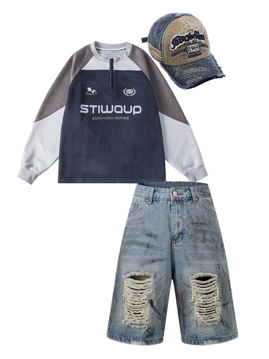 Thesupermade Retro Letter Denim Cap - 2136