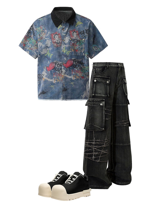 Thesupermade High Street Embroidery Hip-Hop Jeans - 2122