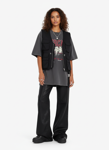 Thesupermade Black Wax Coated Flare Jeans - 2212 