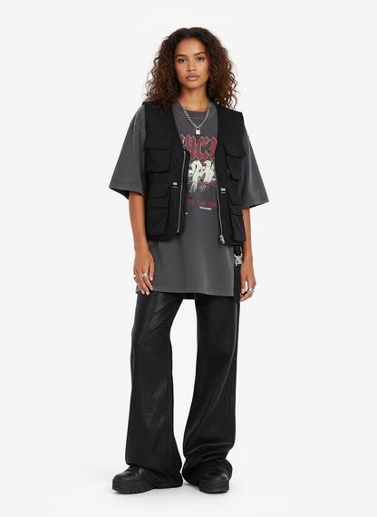 Thesupermade Black Wax Coated Flare Jeans - 2212 