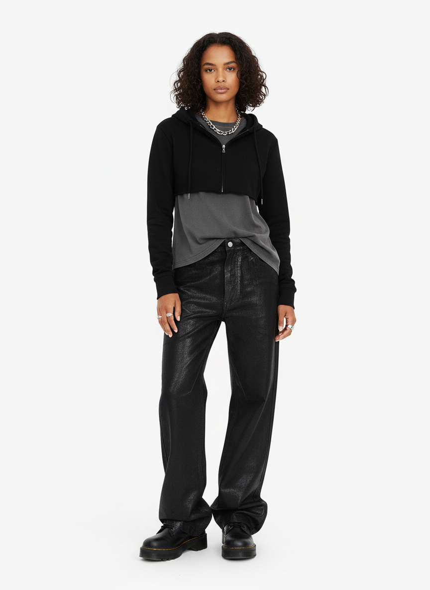Black Wax Coated Flare Jeans | Thesupermade® Black Wax Coated Flare Jeans | Thesupermade®