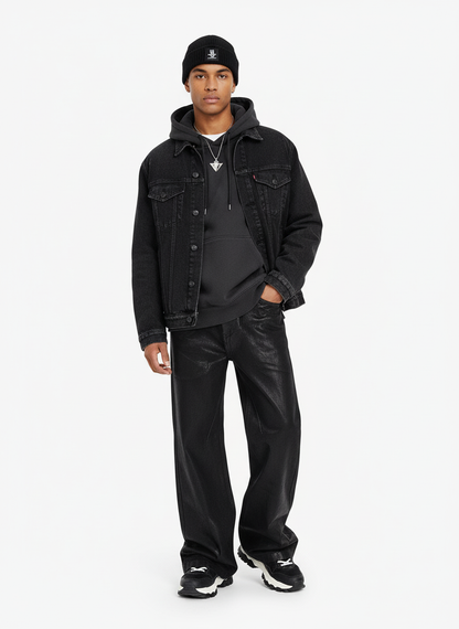 Thesupermade Black Wax Coated Flare Jeans - 2212 