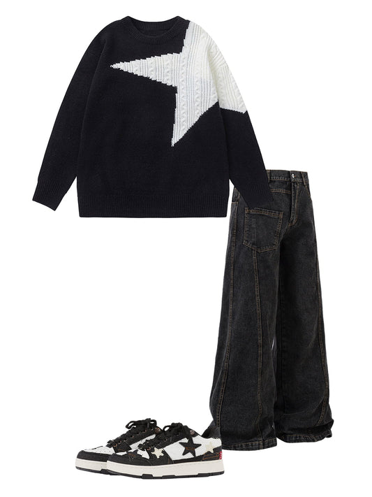 Thesupermade Star Contrast Knit Sweater